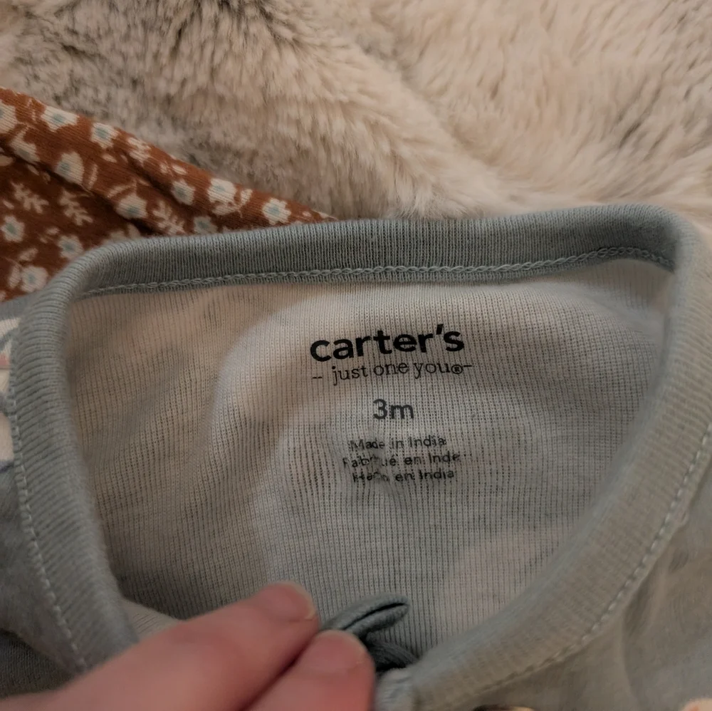 Carter's Just One You Bird Flowers 3 Month Long Sleeve Footie Sleepers Pajamas